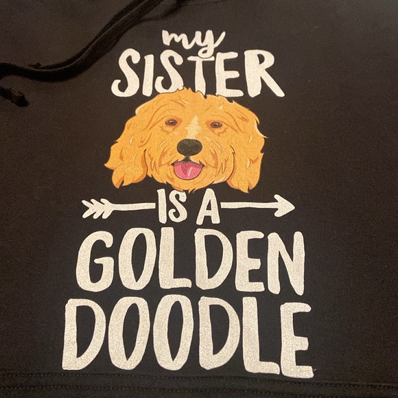 MY SISTER IS A GOLDEN DOODLE Size L Black Hoodie - Picture 2 of 7